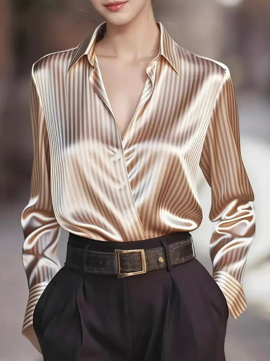 Noemi Stripe Tailored Shirt Apricot