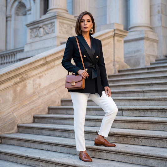 Simone Double-Breasted Power Blazer