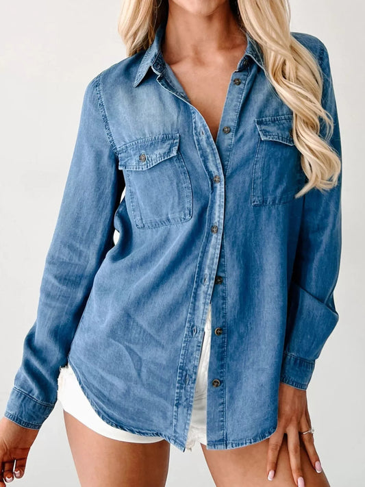 Arlette Structured Denim Shirt Blue