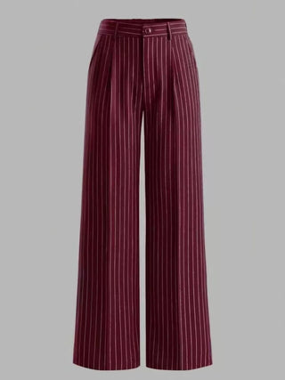 High-Waisted Striped Wide-Leg Pants