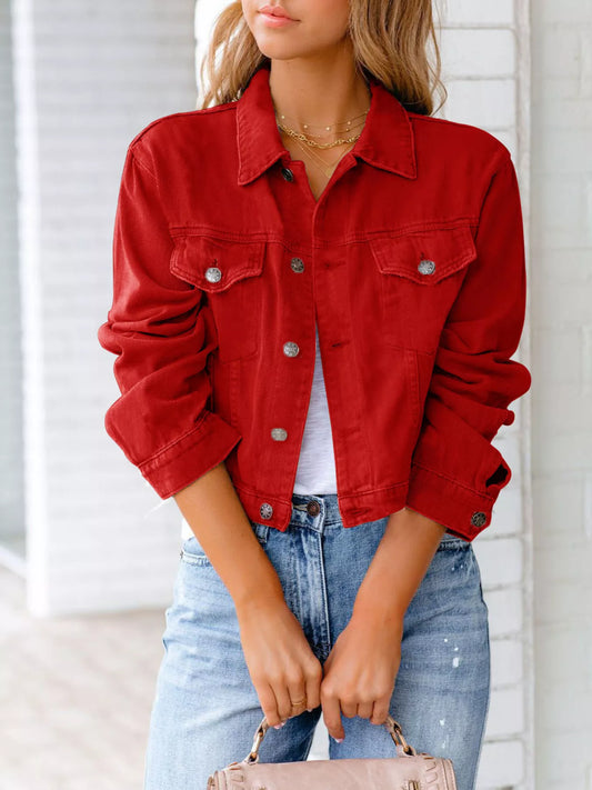 Brinley Classic Denim Jacket Scarlet