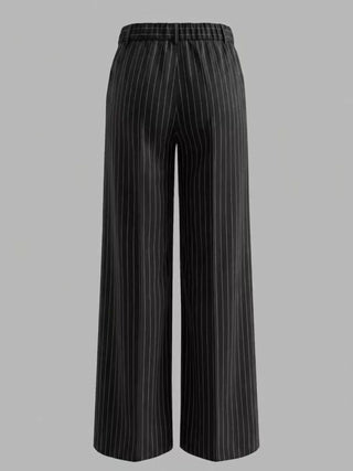 High-Waisted Striped Wide-Leg Pants
