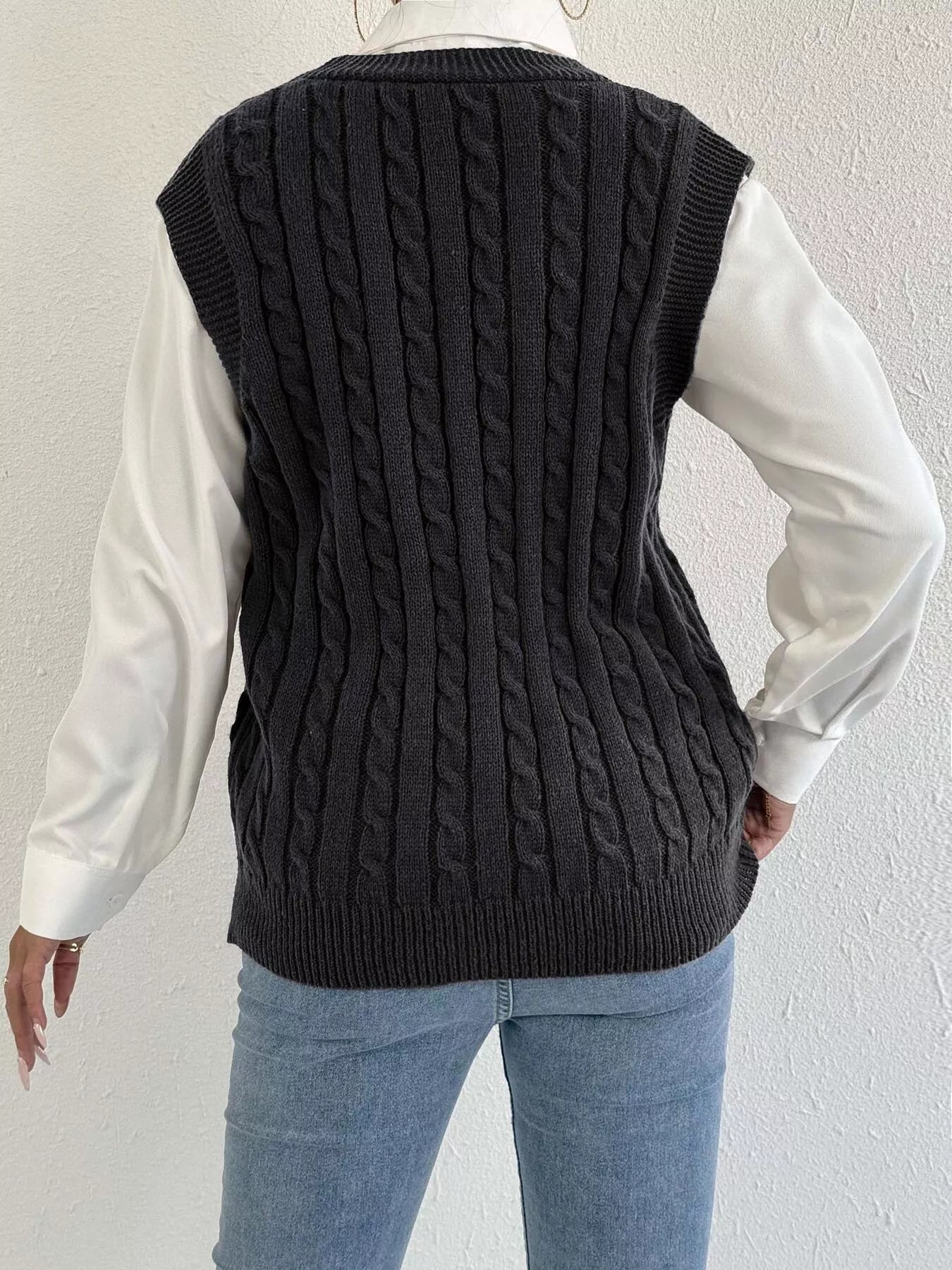 Joni Cable Button Sweater Vest