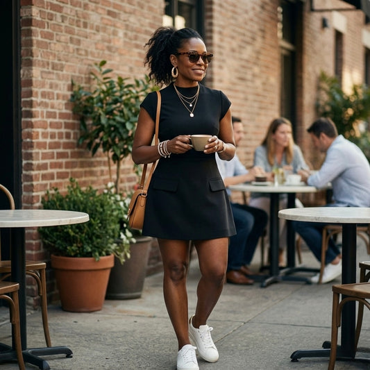 Coralie Mock Neck A-Line Dress
