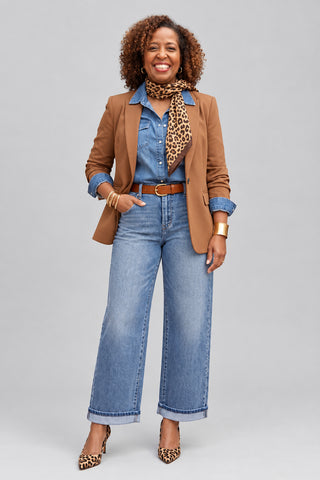 Full Size Single-Breasted Lapel Collar Blazer Plus Size