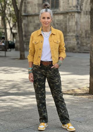 Camouflage Print Multi Pocketed Womens Denim Pants