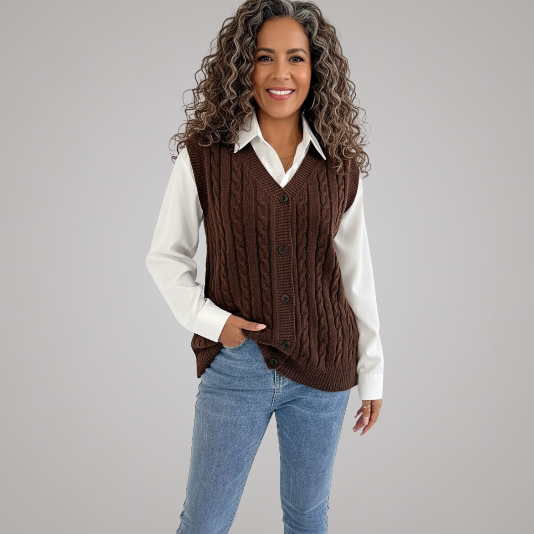 Joni Cable Button Sweater Vest