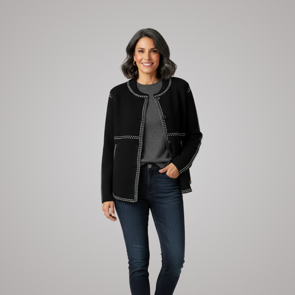 Maelle Contrast Trim Cardigan