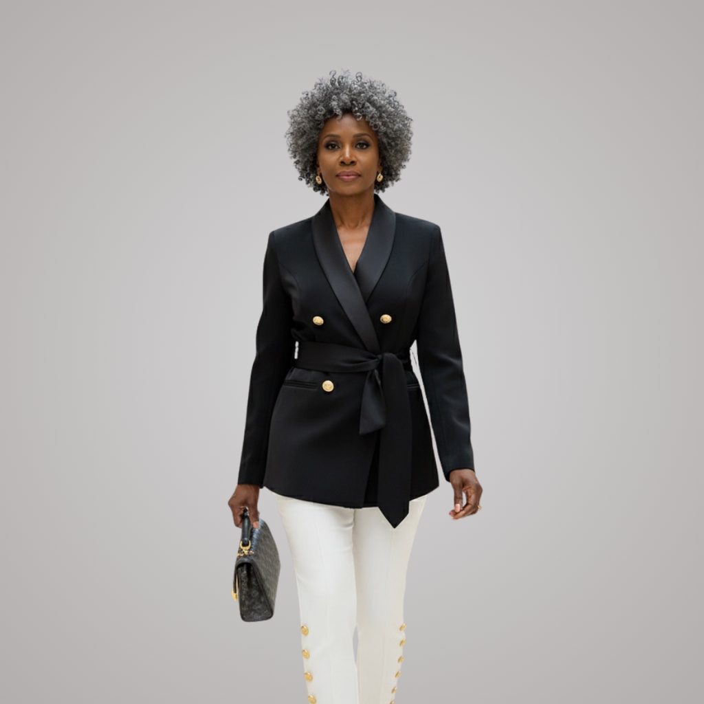 Simone Double-Breasted Power Blazer