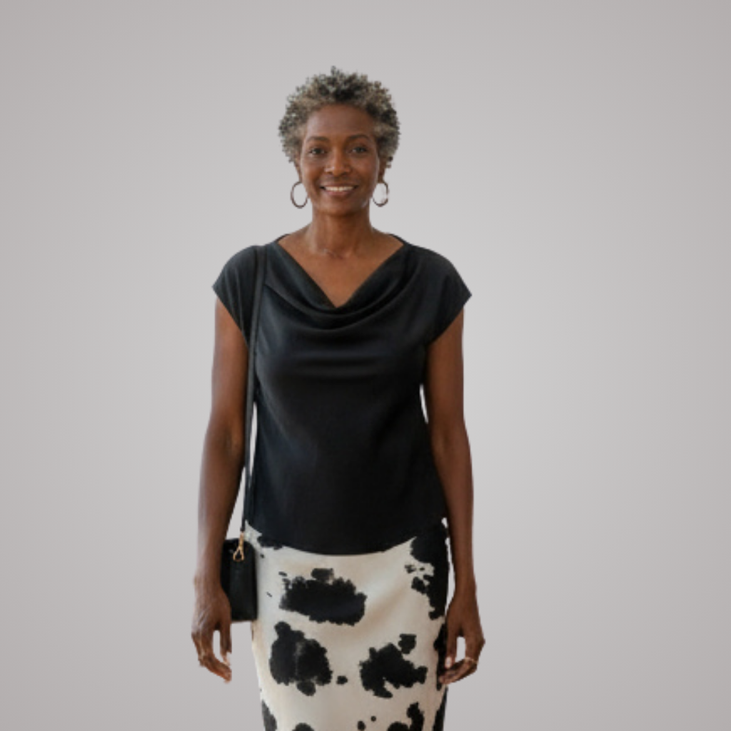 Margaux Cowl Neck Satin Top Black