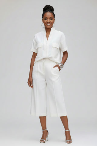 Full Size Short Sleeve Top and Wide Leg Pants Set Plus Size