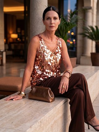 Liora Sequin Evening Tank Dust Storm