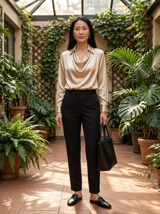 Elianne Drape-Collar Blouse