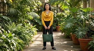 Elianne Drape-Collar Blouse Yellow