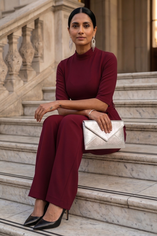 Vivienne Tie-Waist Jumpsuit Burgundy