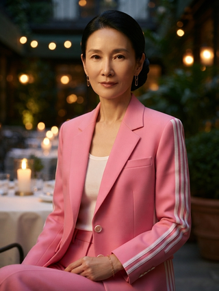 Helena Executive Stripe Suit Hot Pink