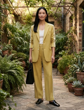 Helena Executive Stripe Suit Pastel Yellow