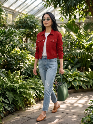 Brinley Classic Denim Jacket Scarlet
