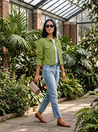 Brinley Classic Denim Jacket Matcha Green