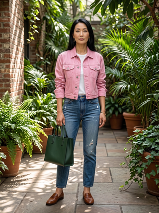 Brinley Classic Denim Jacket Blush Pink