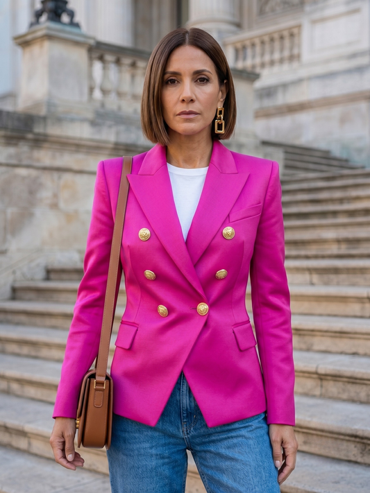 Corinne Signature Lapel Blazer Hot Pink