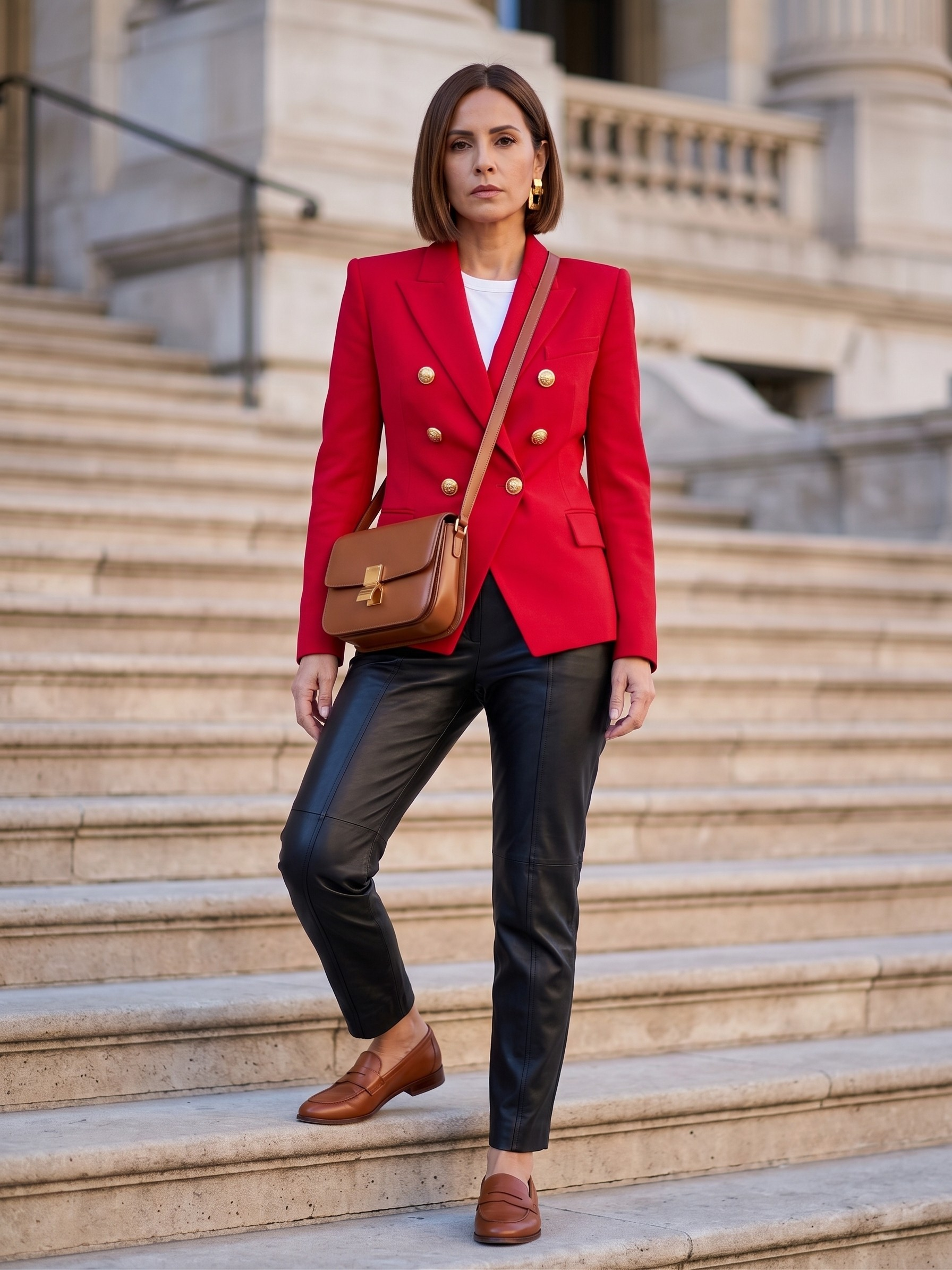 Corinne Signature Lapel Blazer Red
