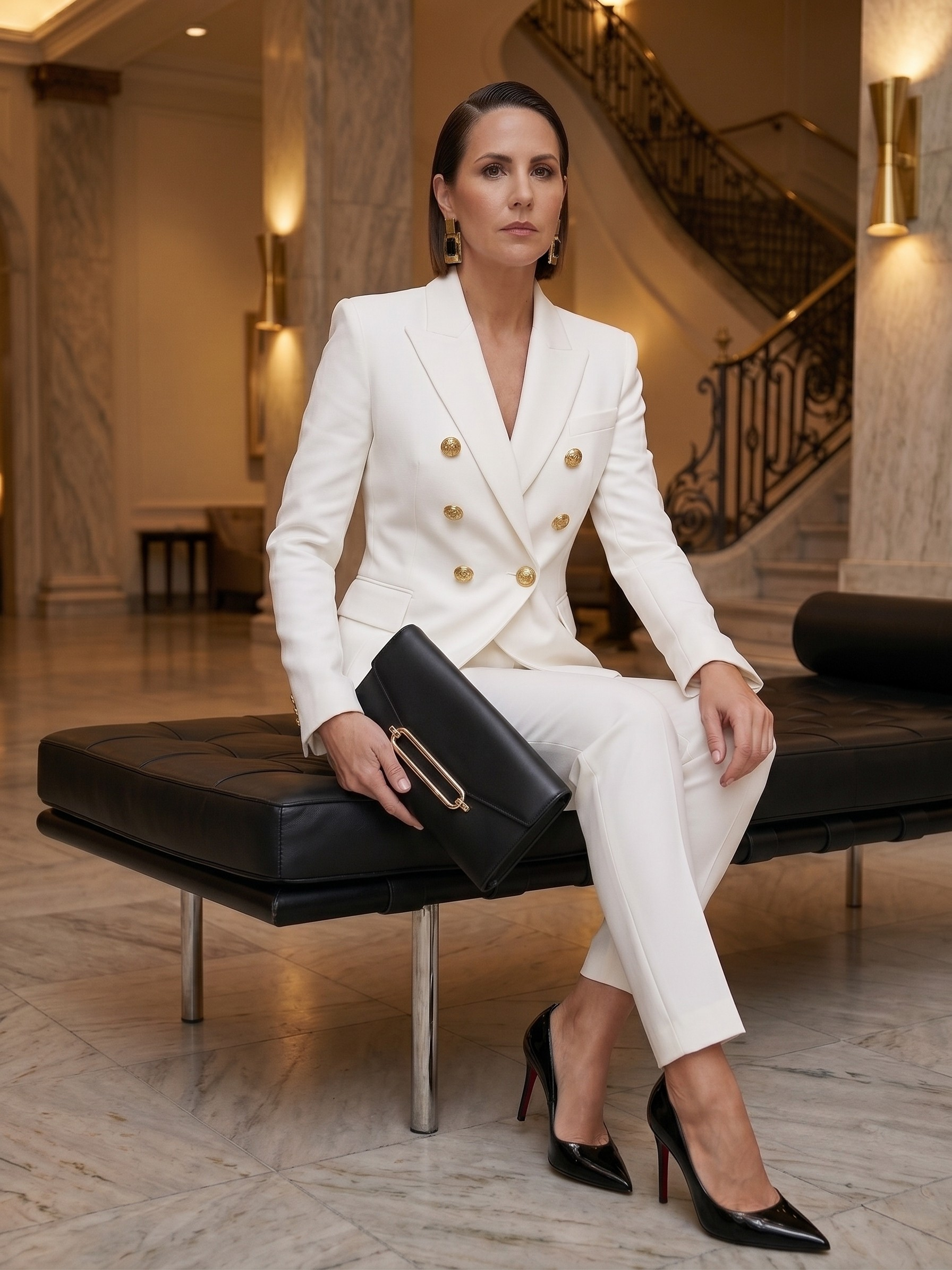 Corinne Signature Lapel Blazer White