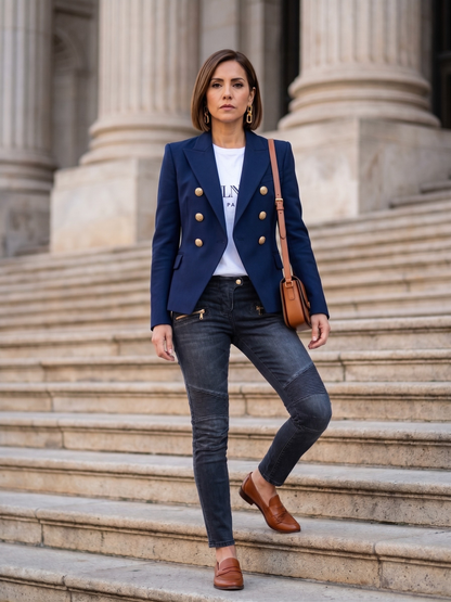 Corinne Signature Lapel Blazer Navy