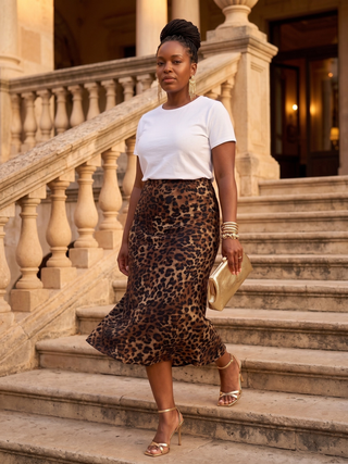 Zafira Leopard Contour Midi Skirt Leopard