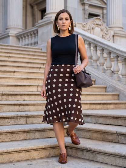 Lisette Polka Dot Midi Skirt
