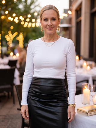 Leona Back-Slit Leather Skirt