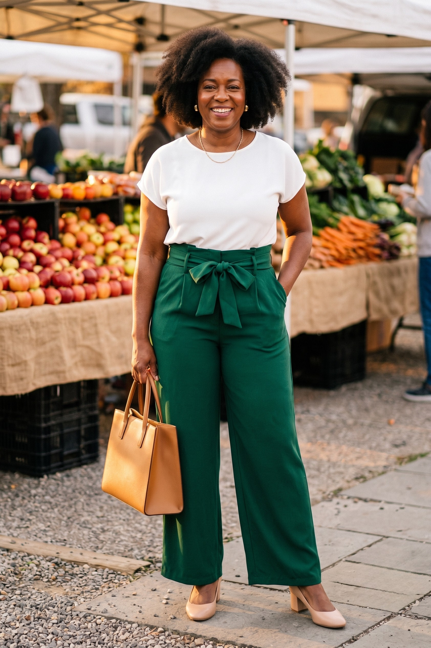Ottilie Tie-Front Palazzo Trouser Dark Green