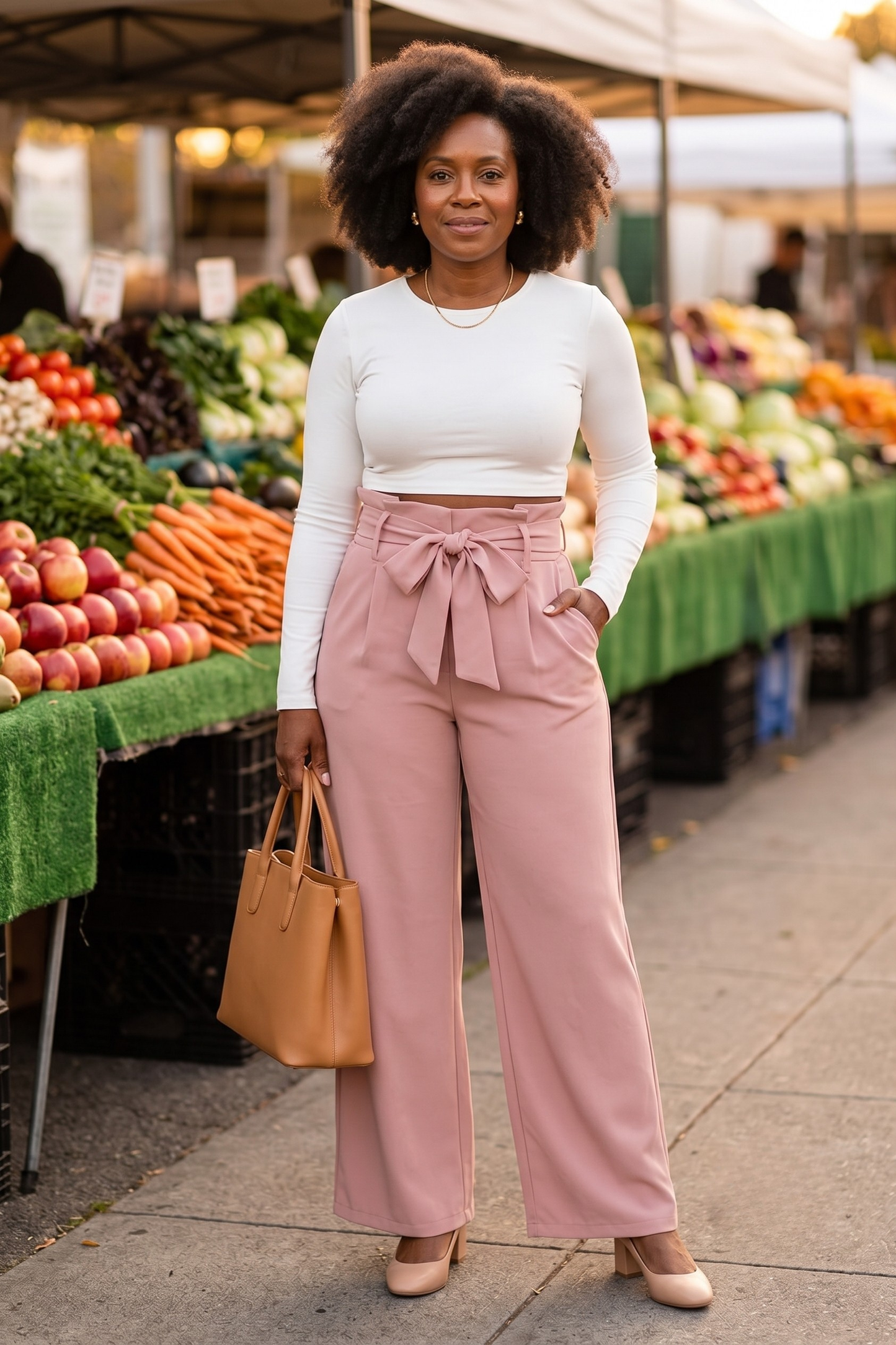 Ottilie Tie-Front Palazzo Trouser Pink