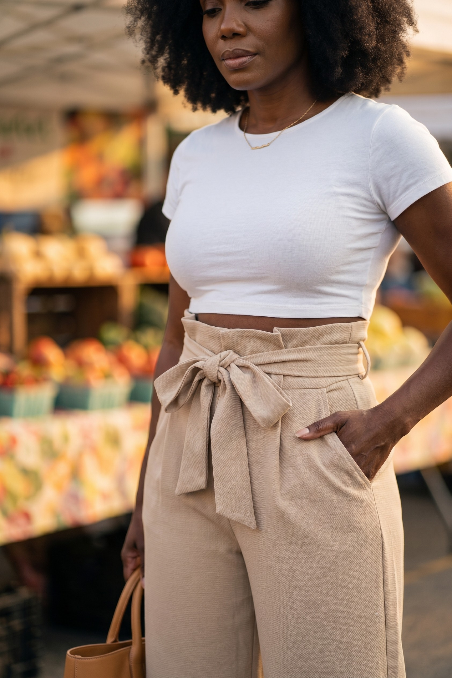 Ottilie Tie-Front Palazzo Trouser Apricot