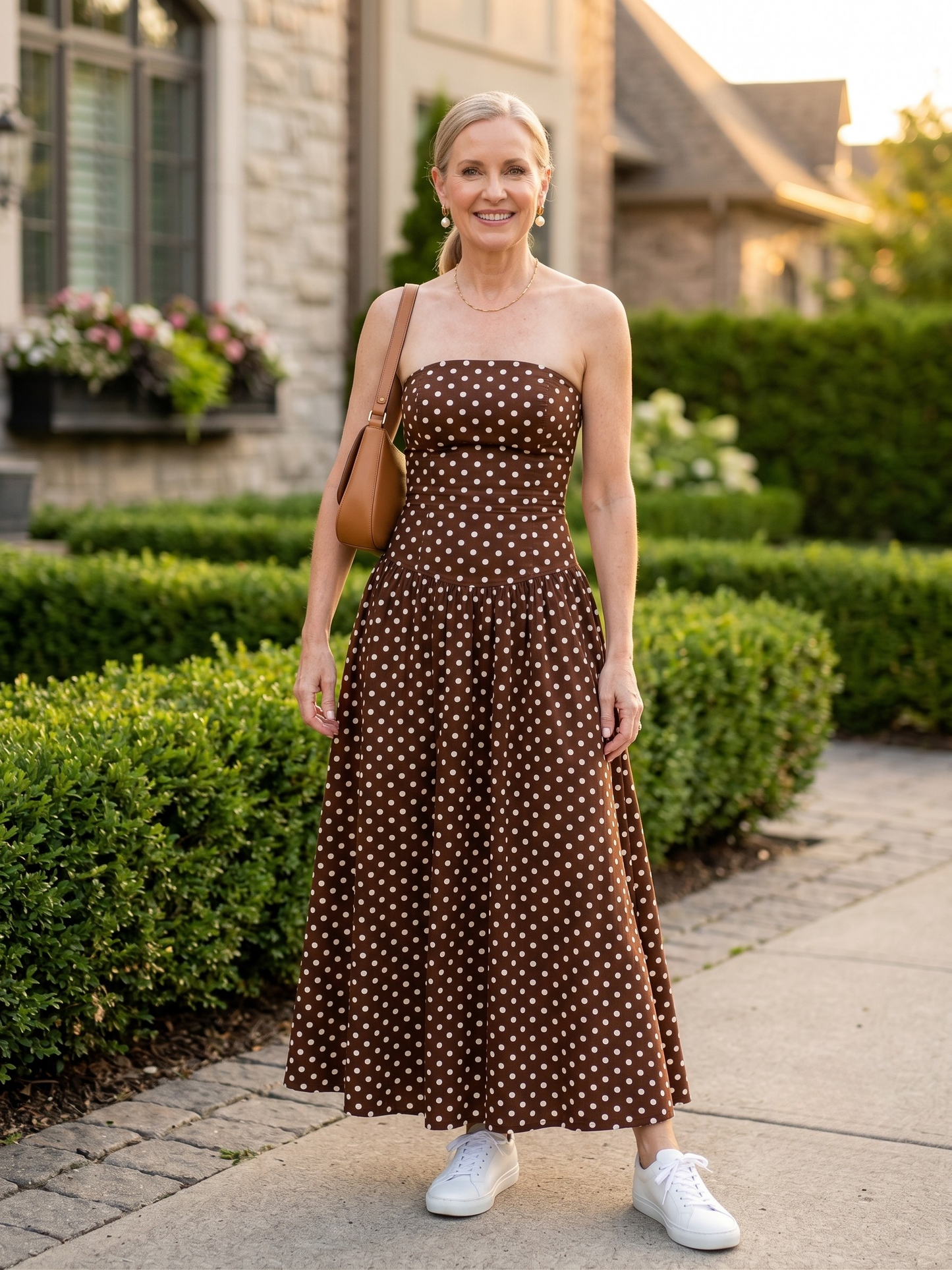 Adelina Polka Dot Maxi Brown