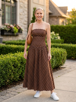Adelina Polka Dot Maxi Brown