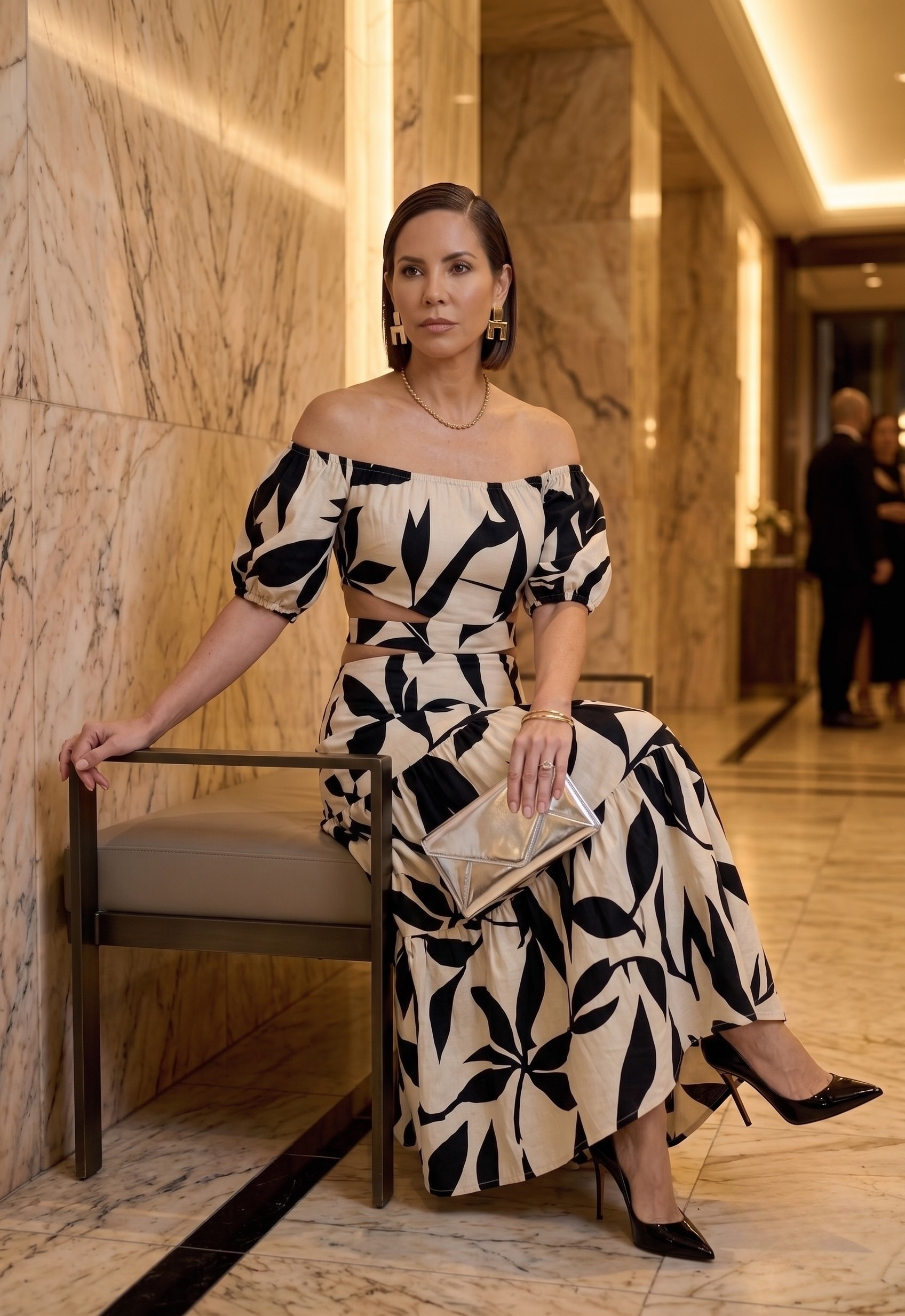 Valira Leaf Print Cutout Maxi