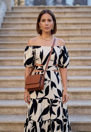 Valira Leaf Print Cutout Maxi Apricot