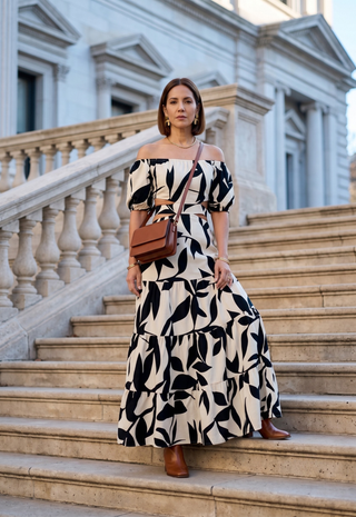 Valira Leaf Print Cutout Maxi