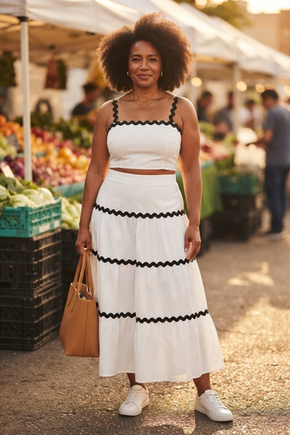 Celestine Contrast Trim Set White
