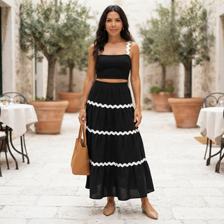 Celestine Contrast Trim Set Black