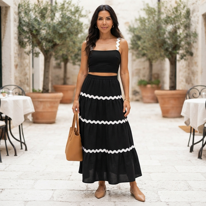 Celestine Contrast Trim Set Black