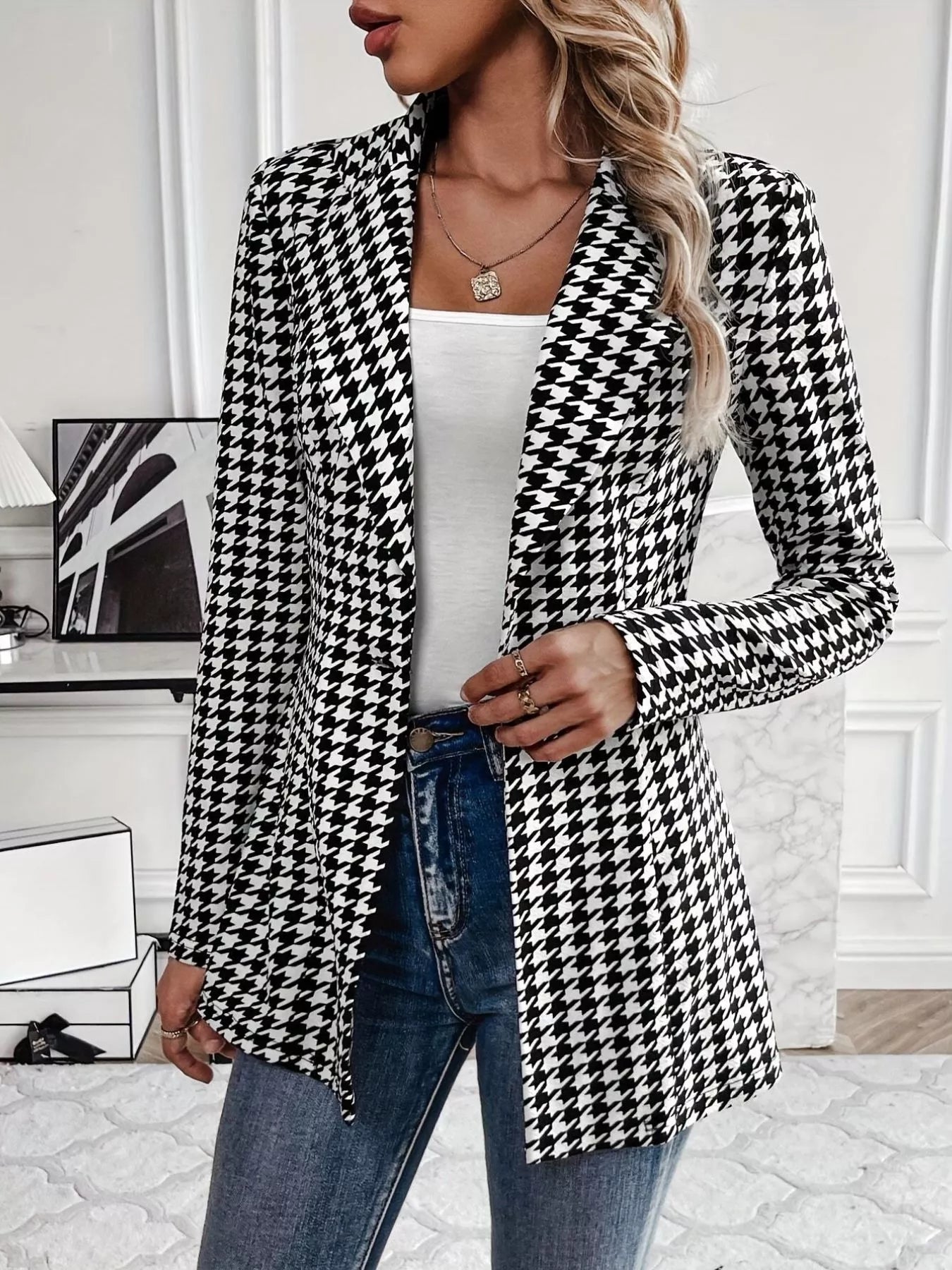 Colette Houndstooth Statement Blazer