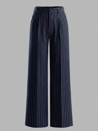 High-Waisted Striped Wide-Leg Pants