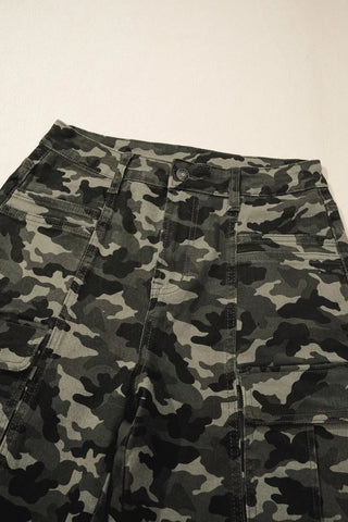 Camouflage Print Multi Pocketed Womens Denim Pants